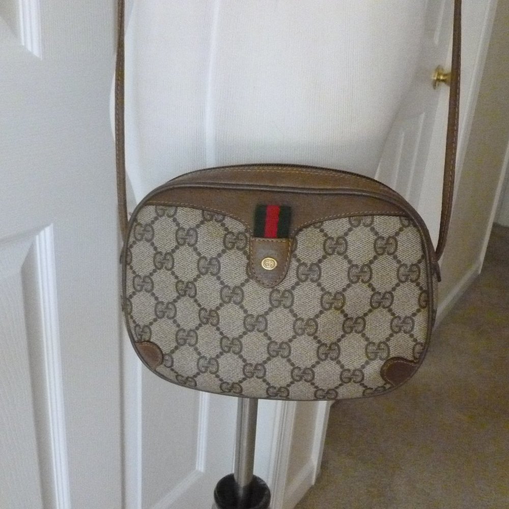 Gucci GG Web Coated Canvas Striped Crossbody Bag - Picture 2 of 14